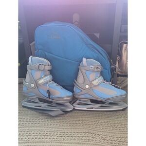 Softec Youth Adjustable Size Recreational Ice Skates Blue/Gray w/ LL Bean Bag